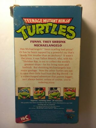 Teenage Mutant Ninja Turtles FUNNY THEY SHRUNK MICHAELANGELO Hi - C VHS RARE HTF 2