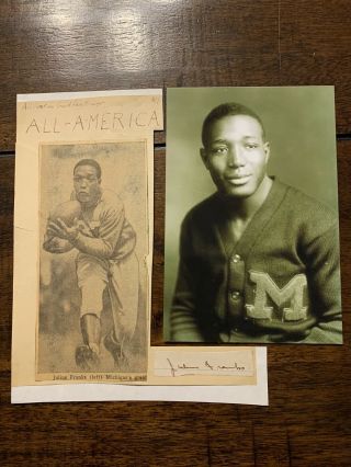 Julius Franks Michigan Football All American Signed Cut & Photo Authentic Rare
