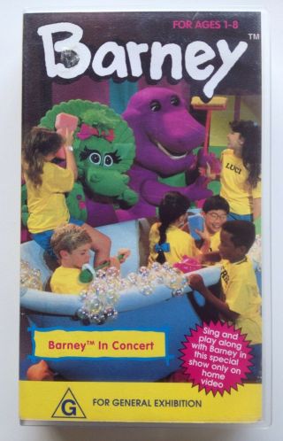 Barney In Concert.  Vhs Video Tape Dinosaur Stage Show Baby Bop Kids Songs Rare
