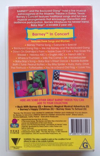 Barney In Concert.  VHS Video Tape Dinosaur Stage Show Baby Bop Kids Songs Rare 2