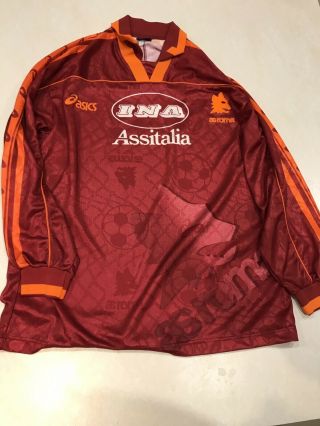 Roma Home Football Shirt 1995 - 1996 Jersey Soccer Asics Ina Long Sleeve Rare