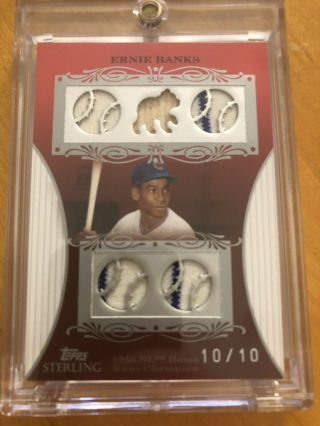 Ernie Banks 2008 Topps Sterling 5 X Relic / Jesey / Bat Card 10/10 Rare