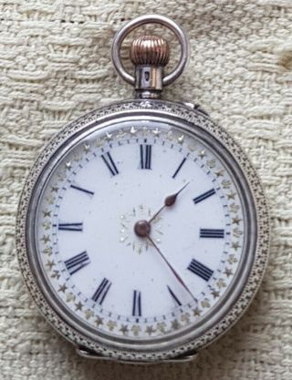 Antique Victorian 0.  935 Solid Silver Pocket Watch In &