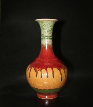 Rare Chinese Old Porcelain Handwork Color Glaze Vase W Qianlong Marks