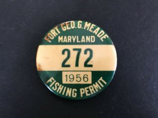 1956 Fort Geo.  G.  Meade Maryland Fishing Permit License