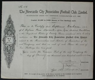 Newcastle Soccer,  Football Club,  1908,  Bond,  Stock,  Rare M337