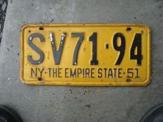 1951 51 York Ny License Plate Tag Rustic Antique Sv - 71 - 94