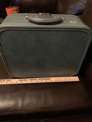Vintage Antique 50’s 60’s 70’s Small Blue Luggage Suitcase Carry On Skyway
