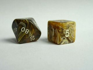 2 Extremely Rare Out Of Print (oop) Chessex Rainbow Tortoise Shell Dice (d6,  D)