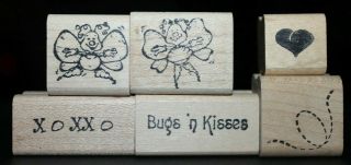 Bugawumps Wood Rubber Stamps (set Of 6) Rare Htf