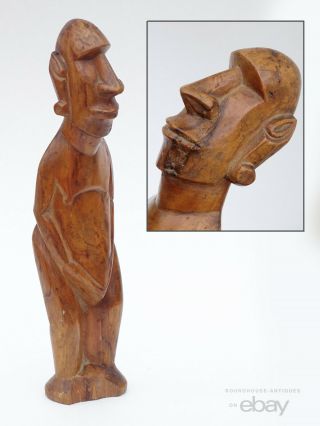 Antique Rapa Nui Oceanic Tribal Easter Island Wood Carved Figure South Seas