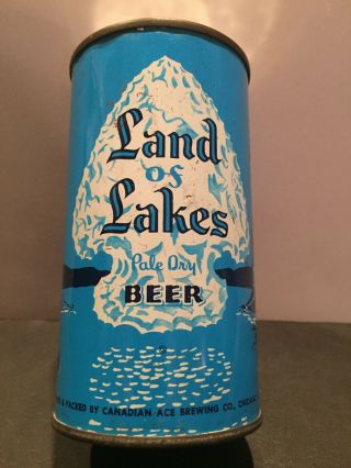 Land Of Lakes Flat Top Beer Can.  Canadian Ace Brewing Co.  Chicago Il.  Rare
