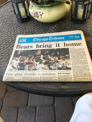 Vintage Chicago Tribune Newspaper January 27 1986 Bears Win Bowl Rare