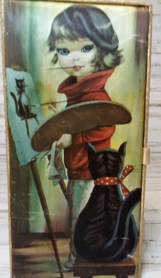 Eden Big Eyes Moppet Girl Artist Painter Cat Hosiery Jewelry Dresser Box Rare