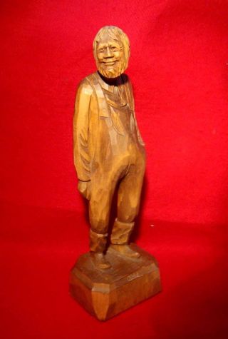 Old Man Wood Carving Signed By Artist Caron 12 " St - Jean - Port - Joli Quebec,  Canada