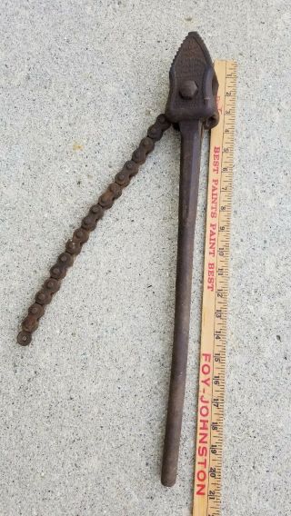 J.  H.  Williams Vulcan No.  11 Heavy Duty Chain Pipe Wrench Antique Patent 1896,  97