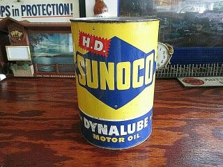 Antique Rare Sunoco Dynalube Motor Oil 5 Quart Tin Oil Can