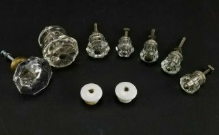 9 Assorted Vintage Antique Glass Porcelain Knobs Drawer Pulls Handles Hardware
