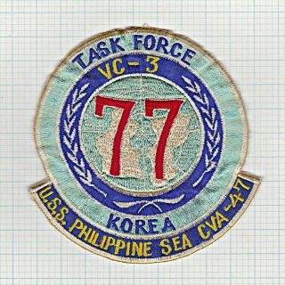 Rare Usn Flight Jacket Patch Composite Squadron Vc - 3 Task Force 77 At Cva - 47