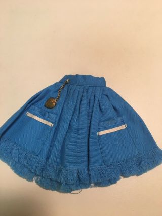 Vintage Tammy Doll Blue Fringed Skirt With Charm