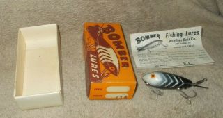 Vintage Bomber Fishing Lure And Paperwork