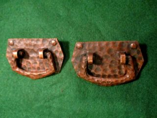 Pair Large Arts & Craft Hammered Copper Drawer Pulls Stickly ?