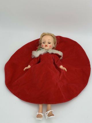 Rare 1950’s Vogue Jill Christmas Dress Red Velvet Fur Miss Revlon Ac Toni Doll