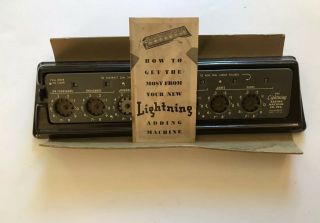 Vtg The Lightning Adding Machine Co.  Inc.  Addometer With Bakelite Stand,  1950 