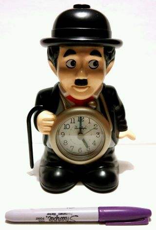 Rare Vintage 8 " Rhythm Speak Up Alarm Charlie Chaplin Quartz Alarm Clock - Japan