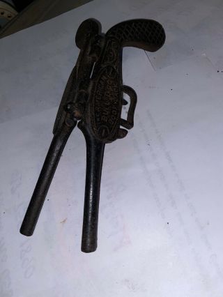 Antique Cast Iron Folding Boot Jack 8 " Pistol Gun Shape The American Bull Dog
