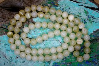 Antique Vintage Celadon Jadeite Natural Hard Stone,  Round Beads Elegant Necklace