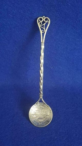 Australian Sterling Silver Arts & Crafts Spoon W 1927 Silver Florin Bowl