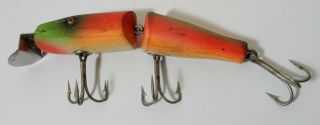 1920 ' s C.  C.  B.  CO CREEK CHUB JOINTED PIKIE Fluorescent WOOD FISHING LURE 2