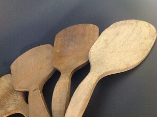 ANTIQUE WOODEN SPATULAS PADDLES SET OF 5.  FROM 8 1/2 
