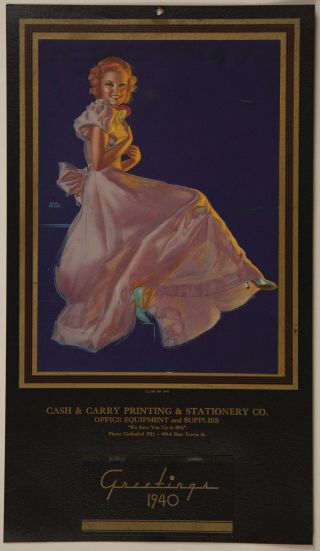 Vintage Class Of 1940 Earl Moran Pin - Up Calendar Rare Glamour Girl Sweetheart