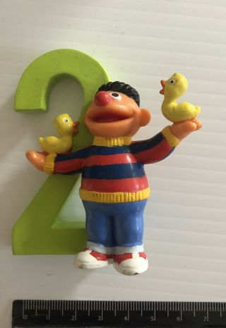 Vintage 90s Sesame Street Ernie & Rubber Ducks 2 Birthday Cake Topper Figurine