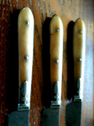 3 hand forged Antique Civil War Era cutlery knifes utensils flatware horn 2