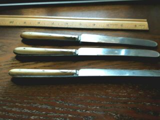 3 hand forged Antique Civil War Era cutlery knifes utensils flatware horn 3