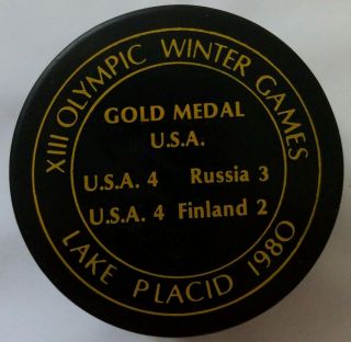 1980 Lake Placid Xiii Olympic Winter Games Gold Medal Team Usa Rare Vintage Puck