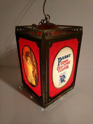 Rare Pabst Lighted Beer Sign Hanging Wall Hanging Motion Spinning Pbr Bar Sign