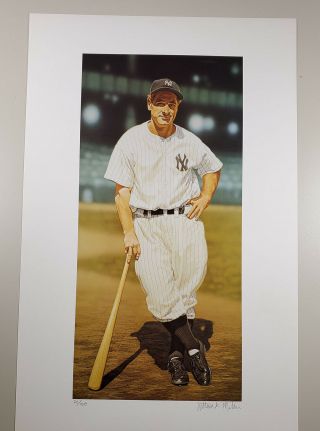 Rare Lou Gehrig - Arthur K.  Miller Signed Lithograph - Ltd 20 Of 150