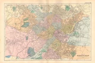 1895 Antique Map - Plan Of Birmingham