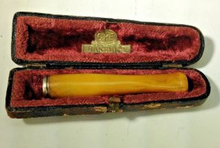 Art Deco C.  P.  F Bakelite And Sterling Silver Ring Top Cigarette Holder And Case