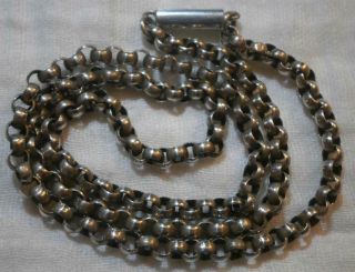 Good Antique Silver Chain Necklace With Barrel Clasp Suitable For A Locket 17 "