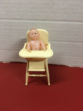 Vintage Renwal Dollhouse Furniture,  High Chair No.  30 W/ Baby