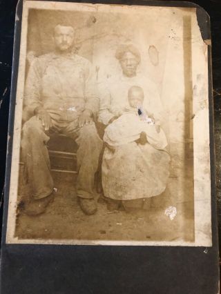 Cabinet Card Of An African American Woman & White Man Baby Antique Photo Unusual