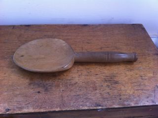 Lovely Large Decorative Antique Carved Wooden Butter / Dairy Spoon 10.  4 Inches