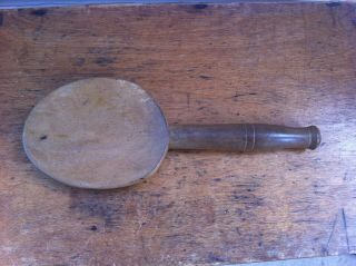 LOVELY LARGE DECORATIVE ANTIQUE CARVED WOODEN BUTTER / DAIRY SPOON 10.  4 inches 2