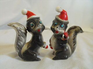 Vintage Salt & Pepper Rare Kreiss Christmas Skunks Japan S & P