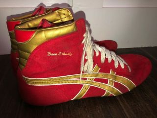 RARE Red and Gold Asics Dave Schultz Wrestling Shoes - Size 12 JY604 2